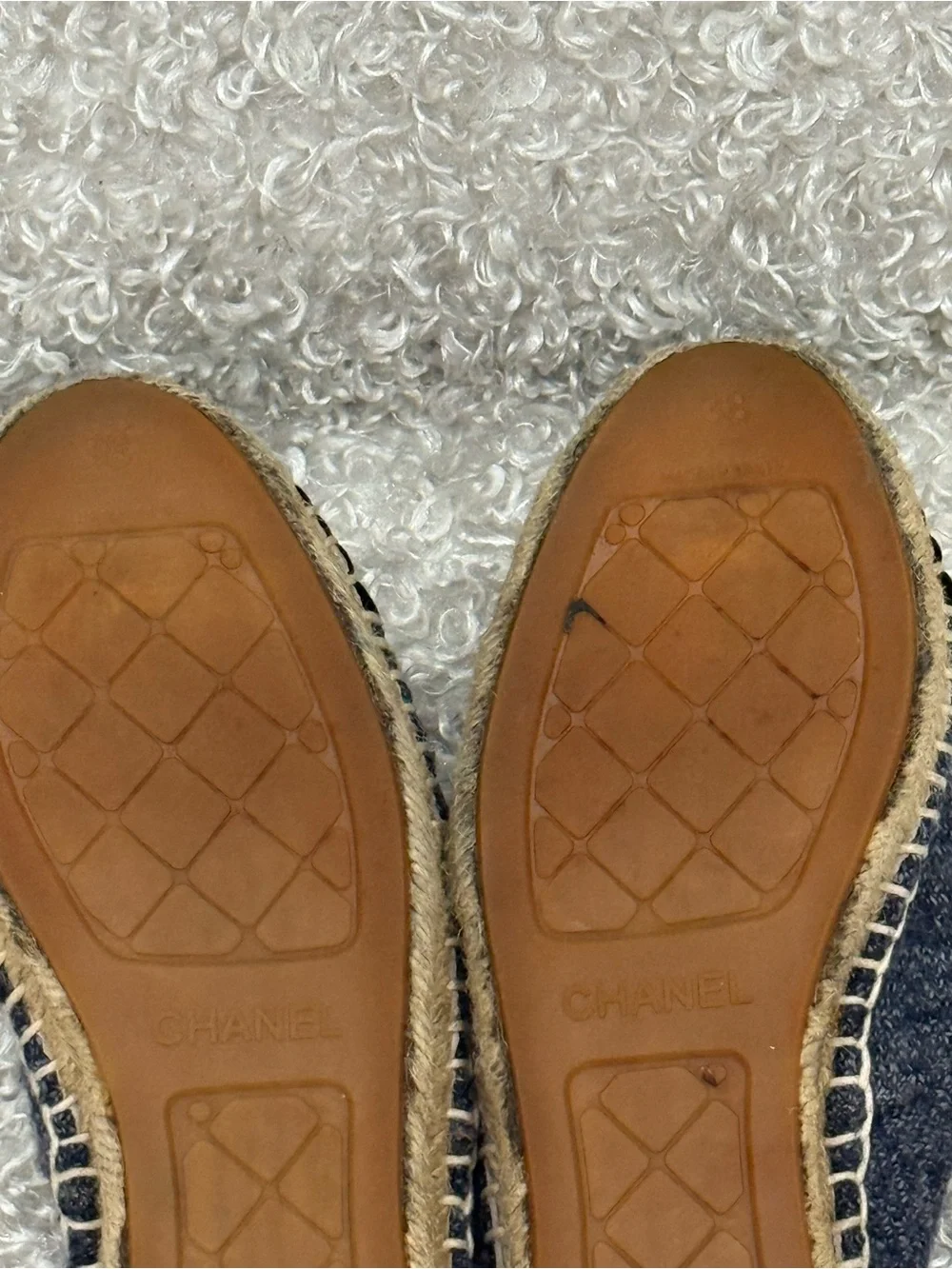 Chanel Grey and Black Tweed Espadrilles Size 38
